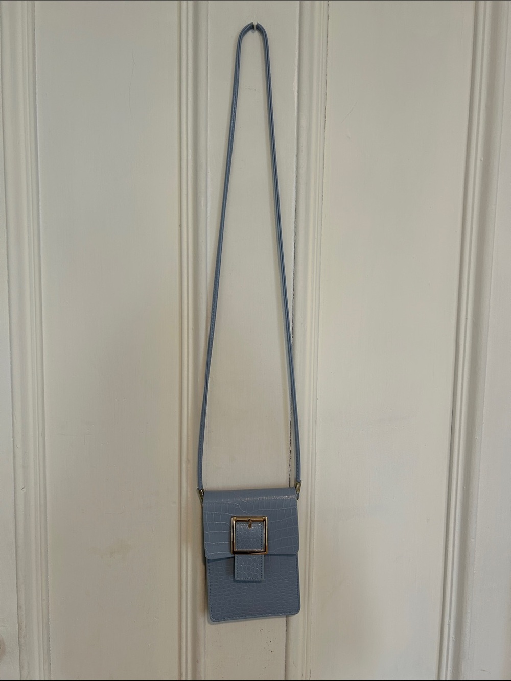 Light Blue Crossbody Phone Bag with Buckle